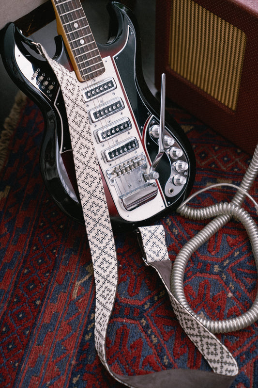 Monochrome Nubuck Leather Guitar Strap