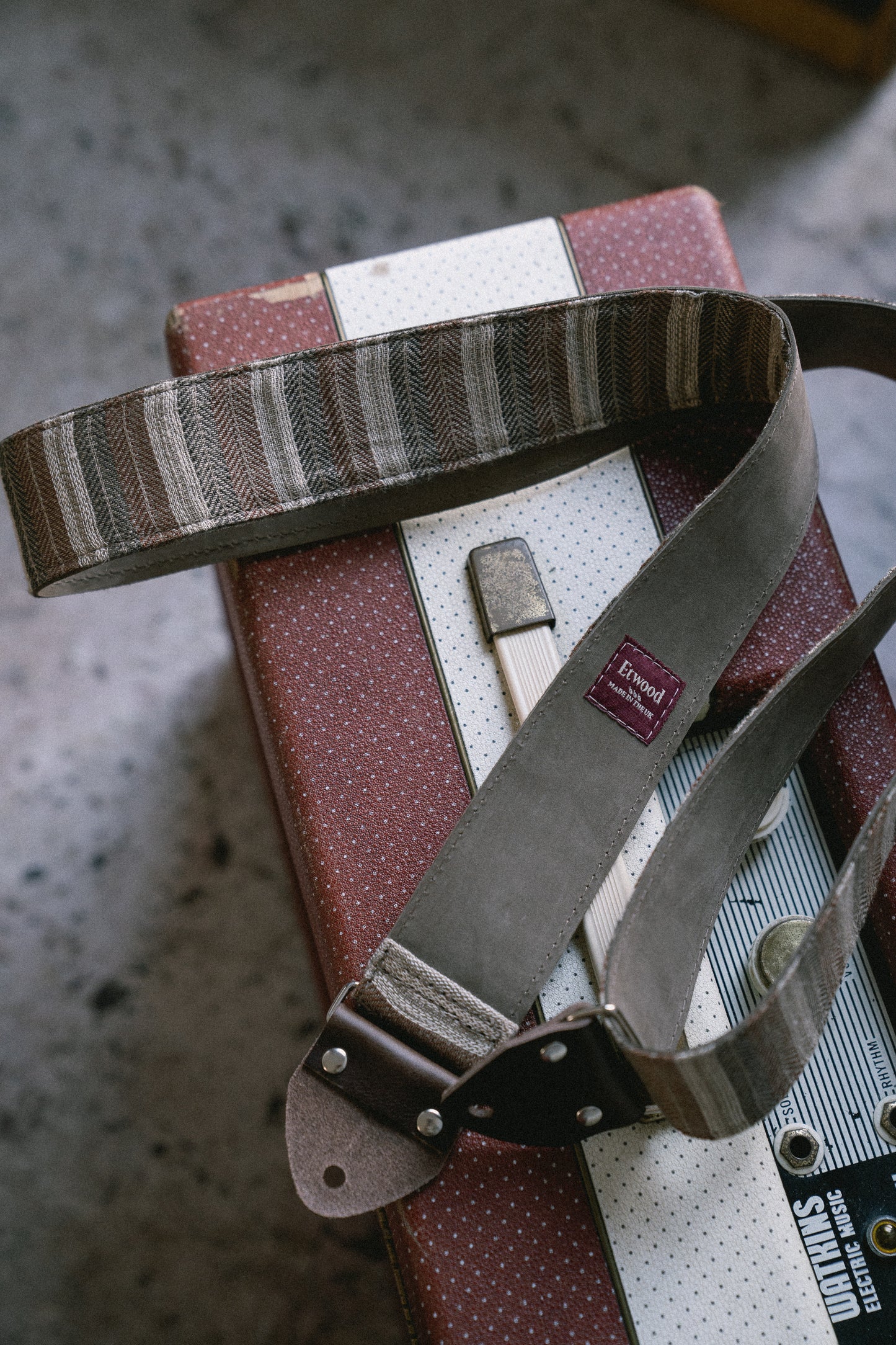 Herringbone Nubuck Leather Guitar Strap