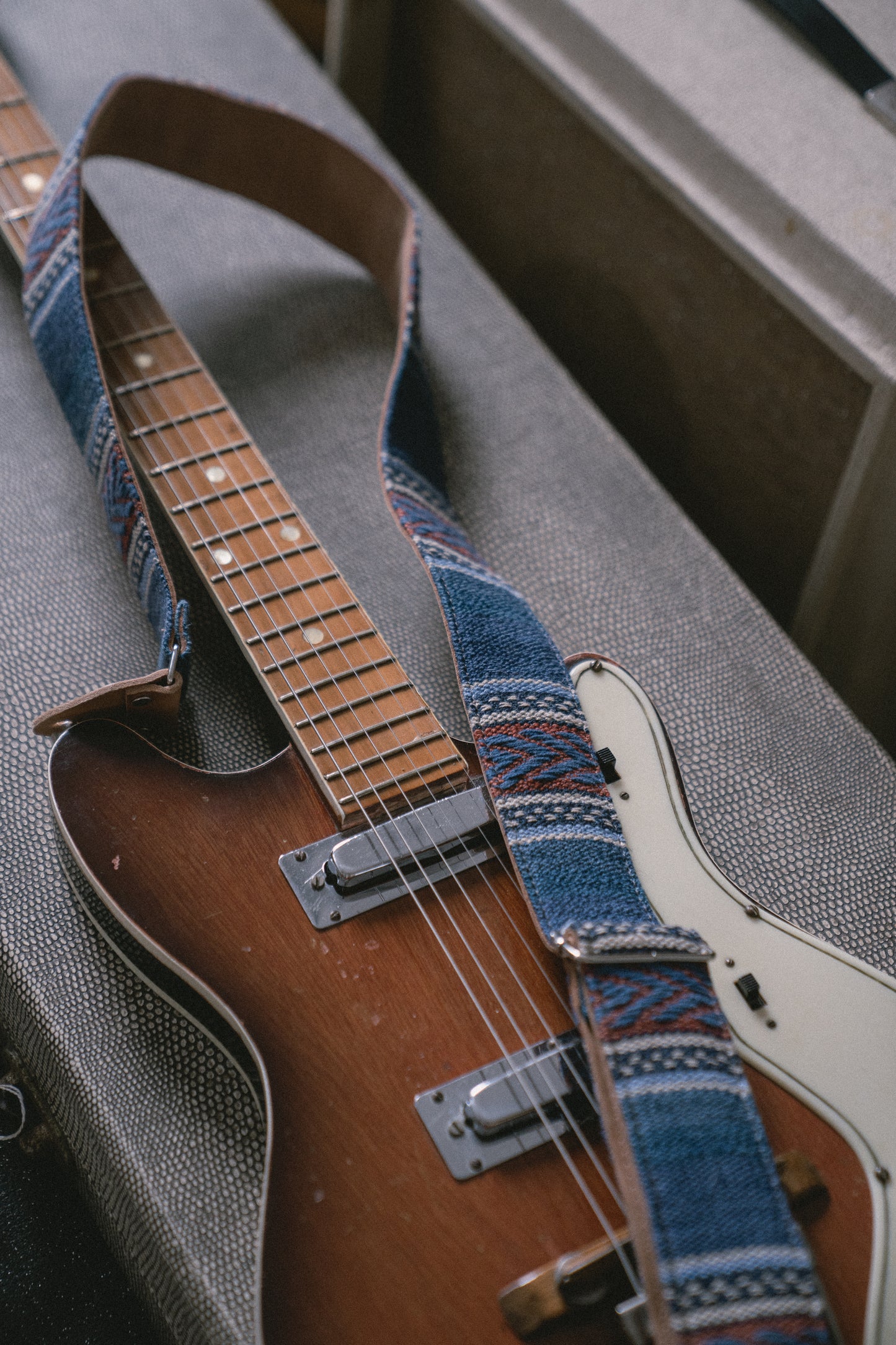 Ink Nubuck Leather Guitar Strap