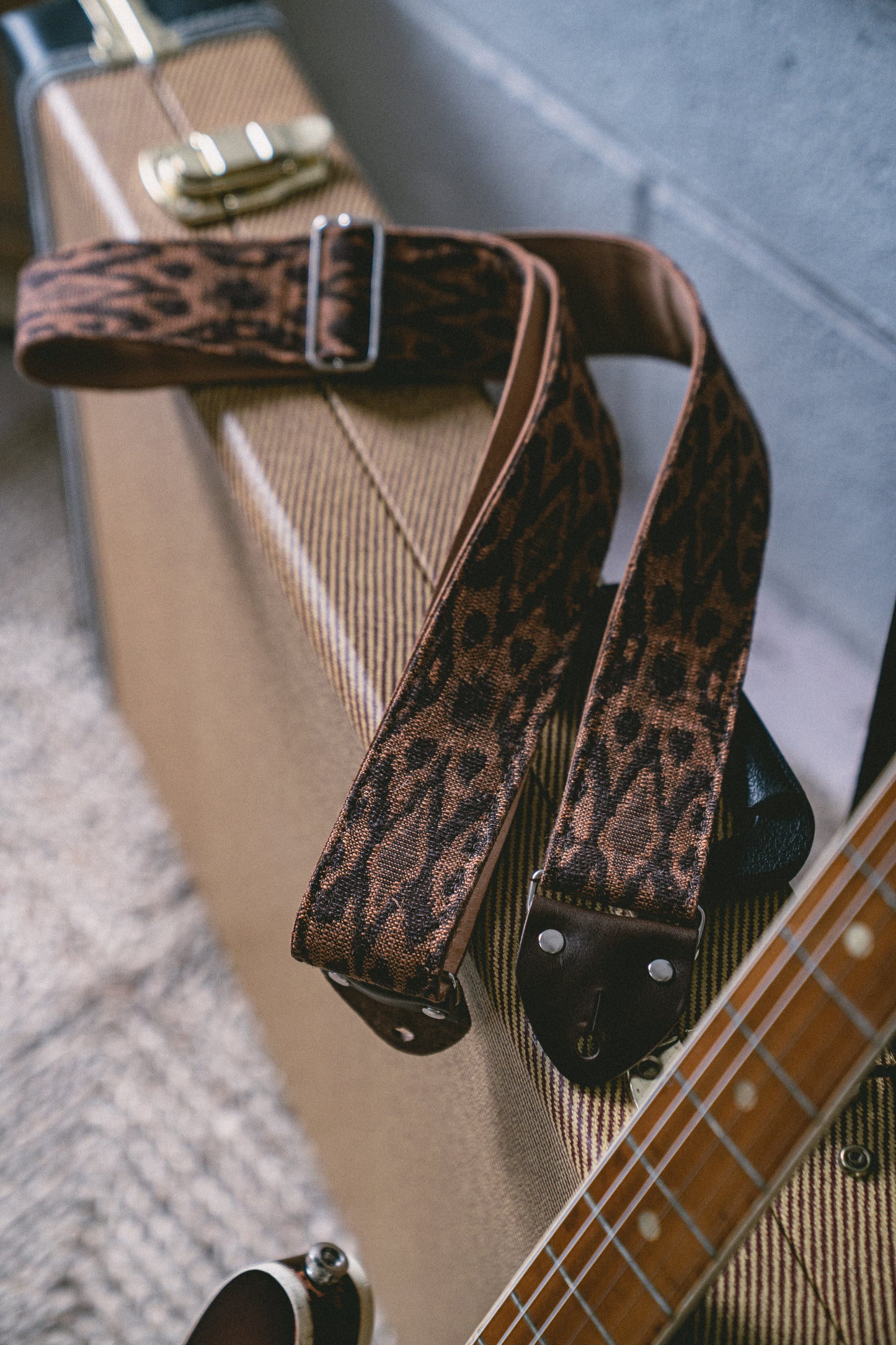 Ikat Nubuck Leather Guitar Strap