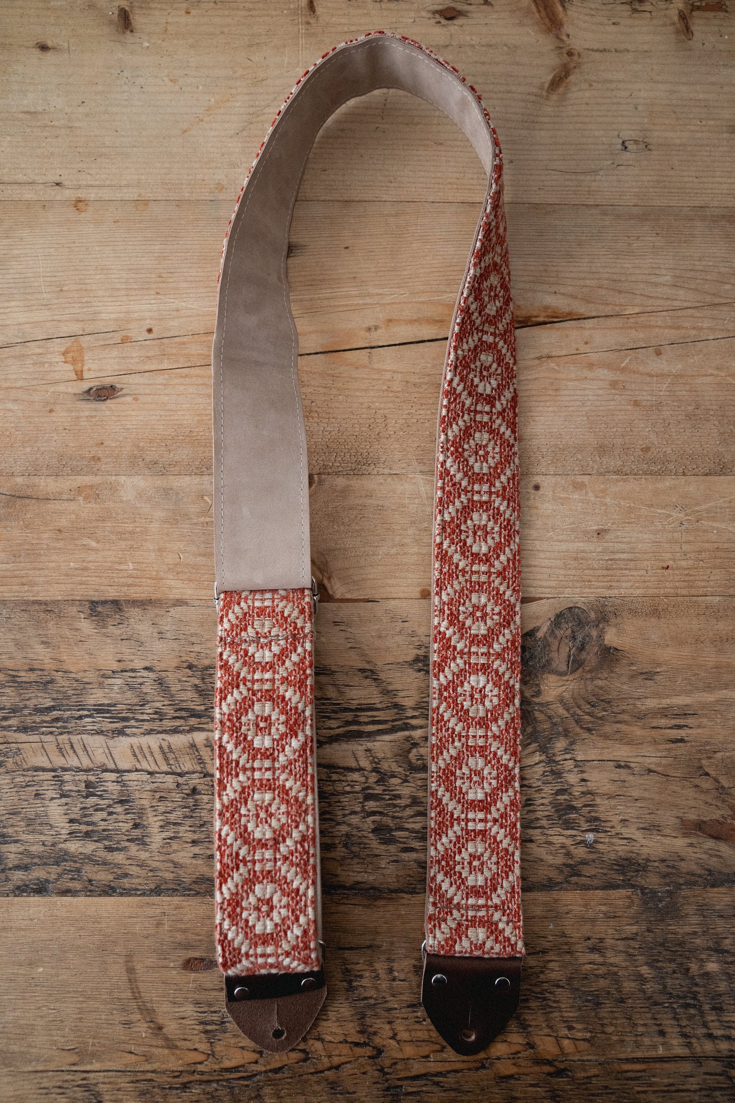 Tomato Nubuck Leather Guitar Strap