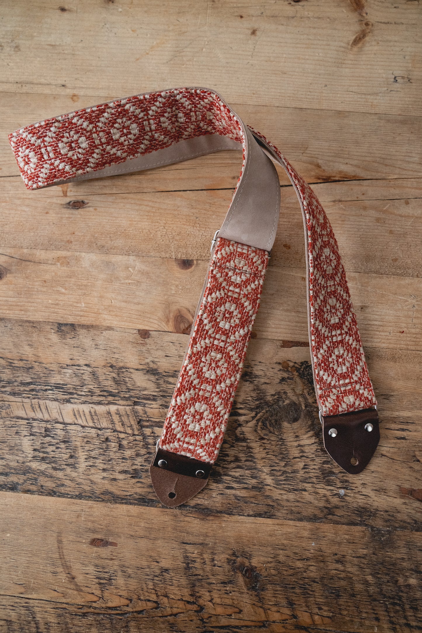 Tomato Nubuck Leather Guitar Strap