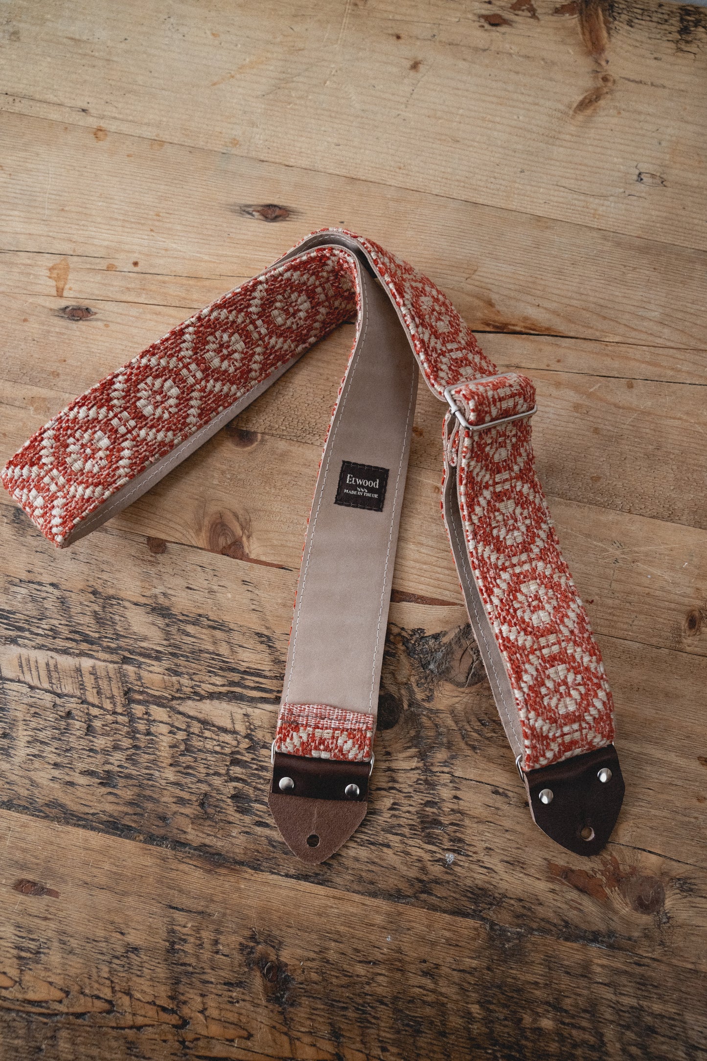 Tomato Nubuck Leather Guitar Strap