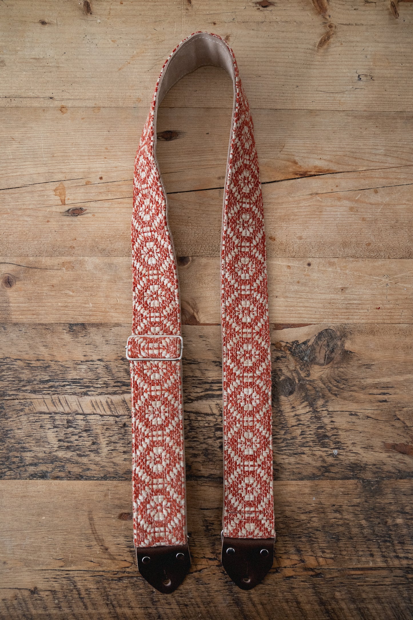 Tomato Nubuck Leather Guitar Strap