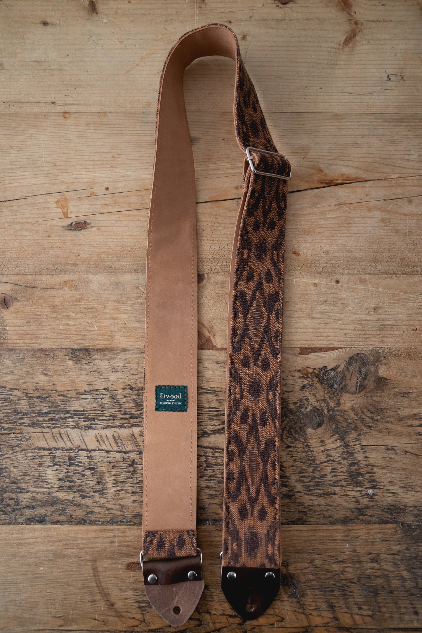 Ikat Nubuck Leather Guitar Strap