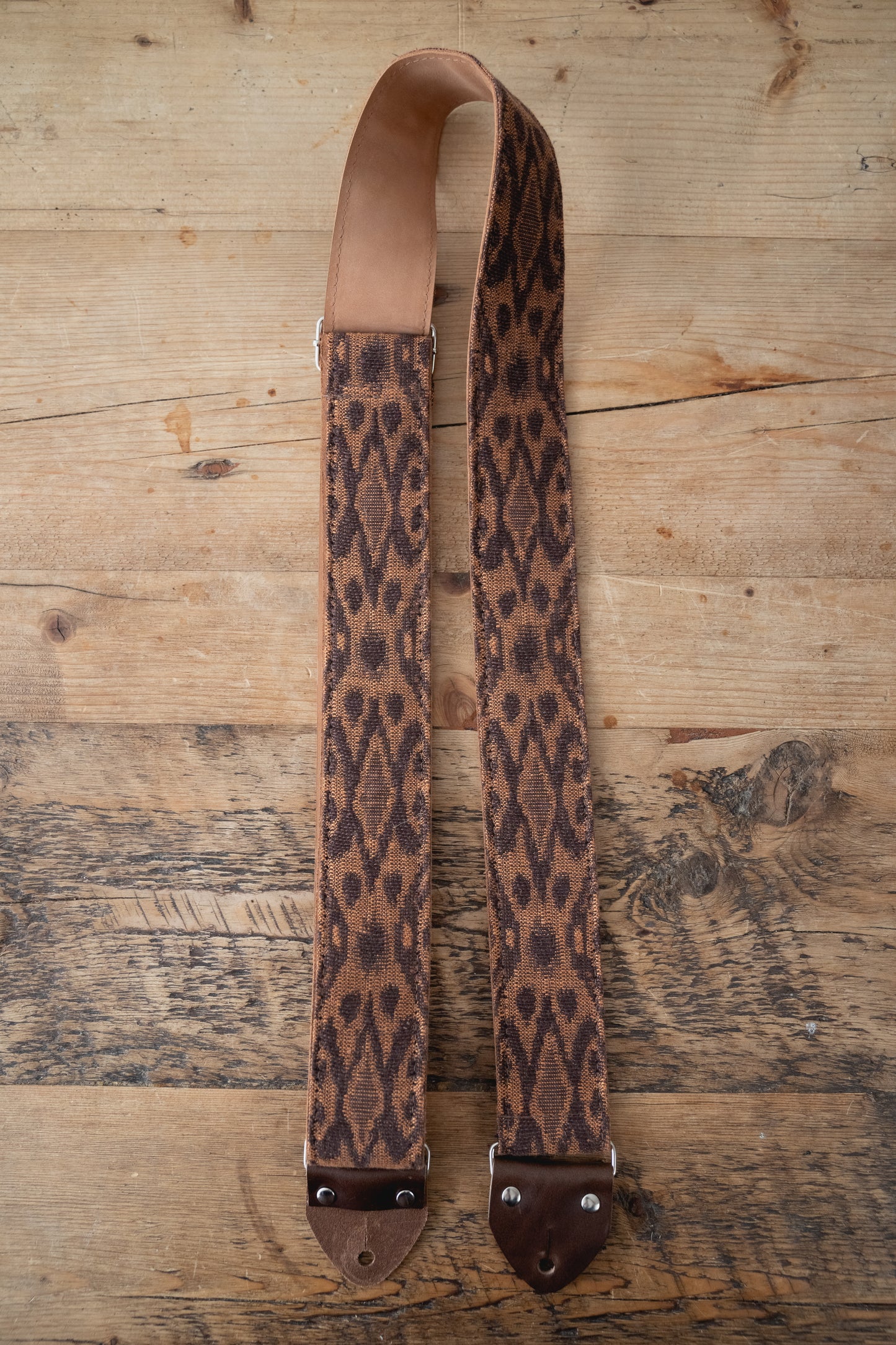 Ikat Nubuck Leather Guitar Strap