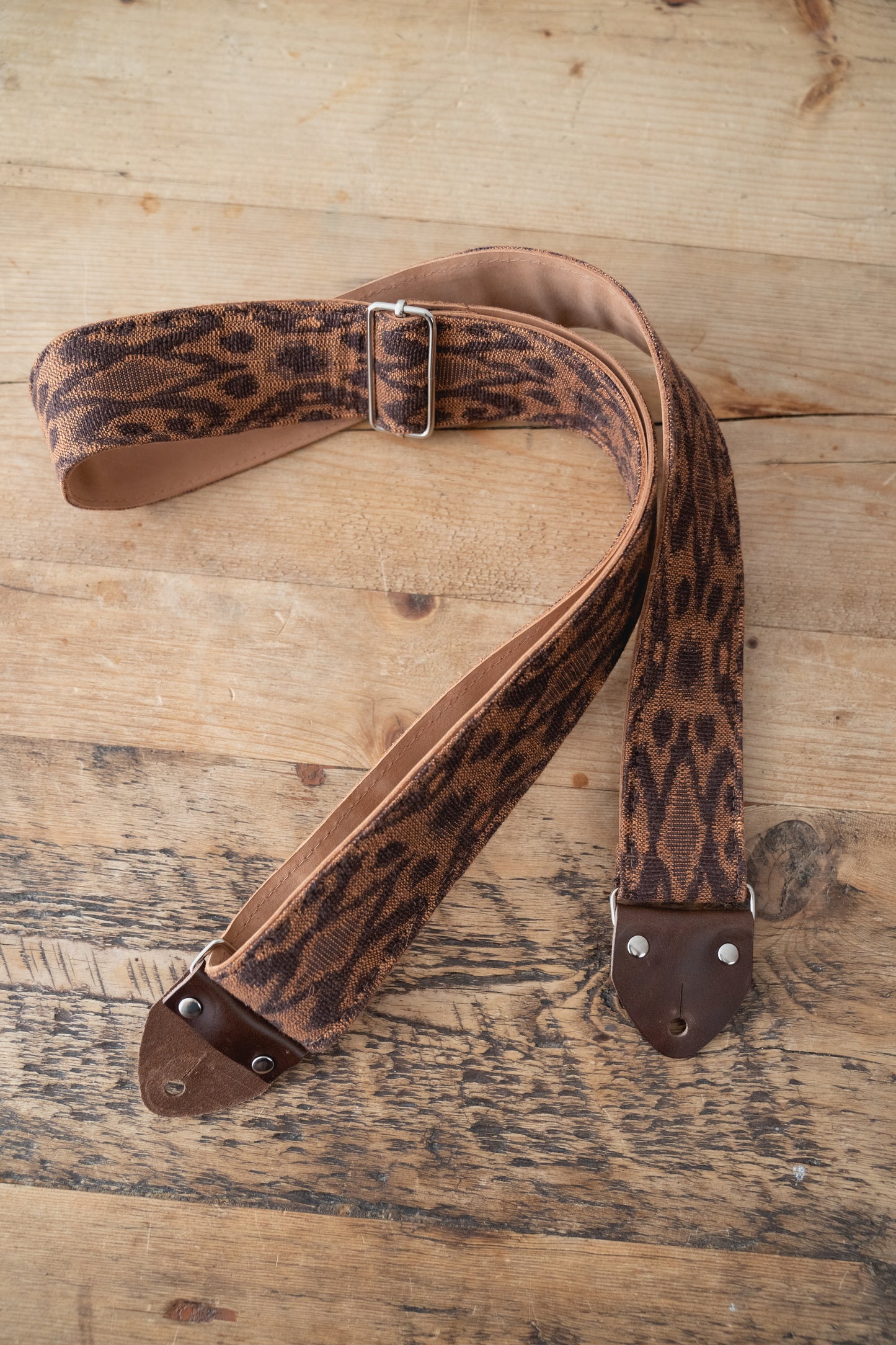 Ikat Nubuck Leather Guitar Strap