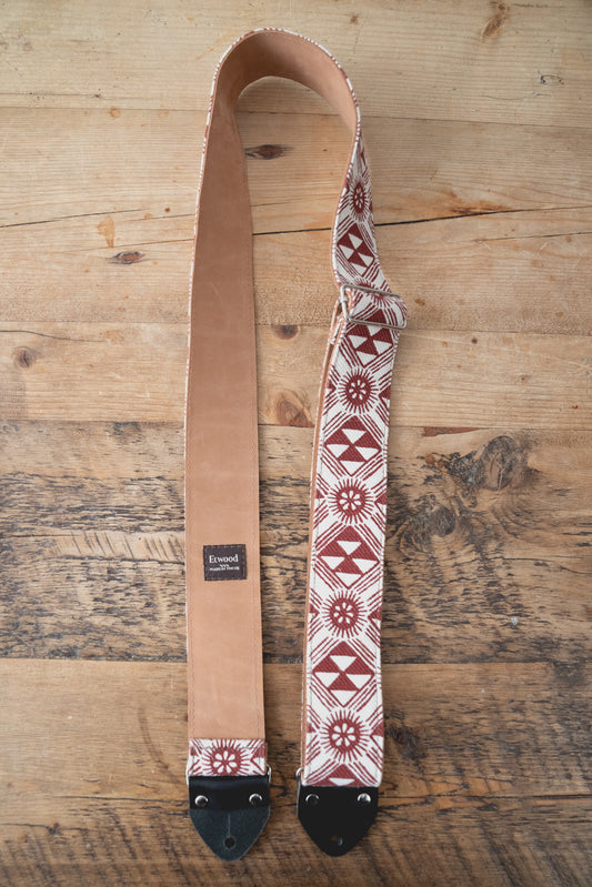 Aztec Thistle Nubuck Leather Guitar Strap