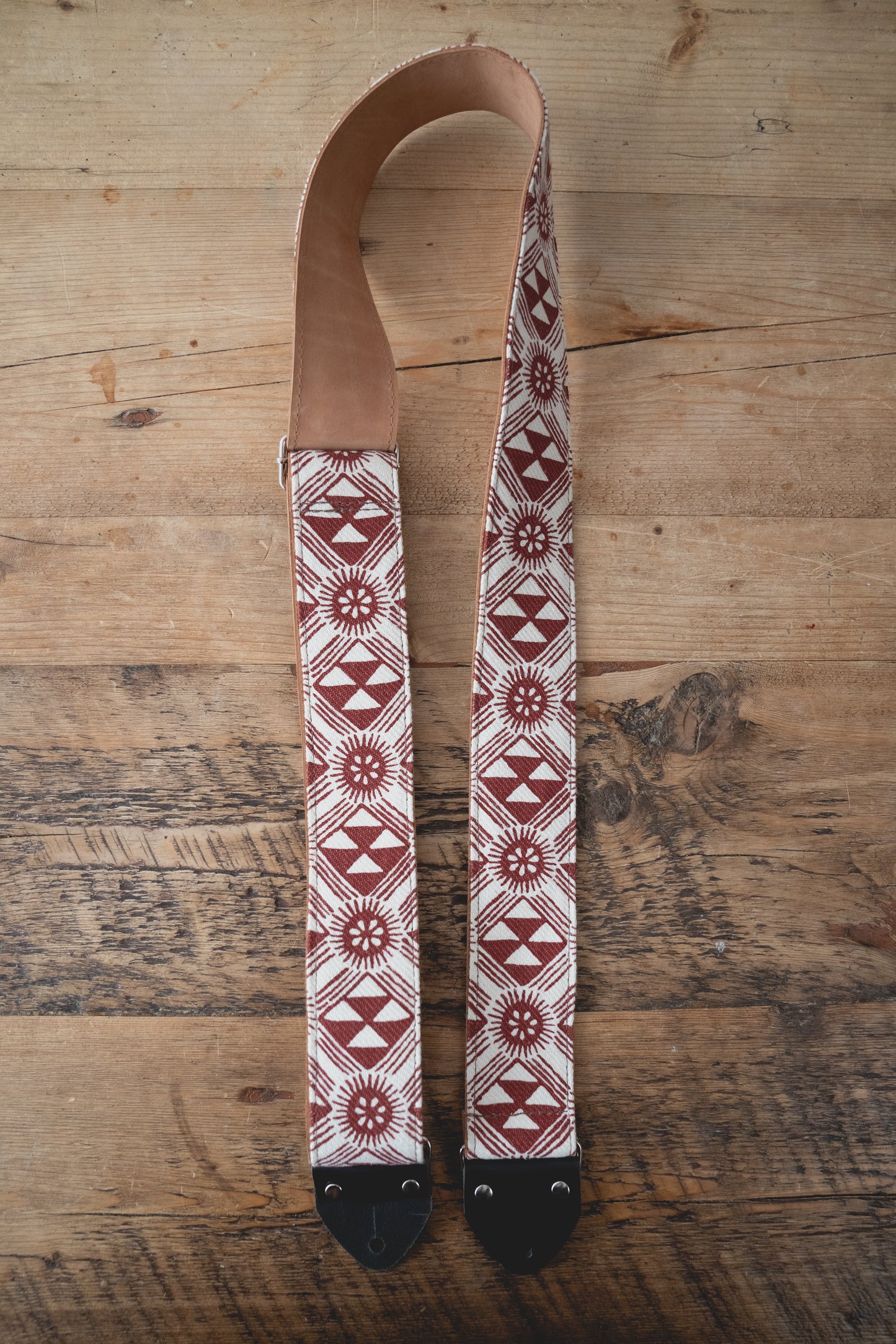 Aztec Thistle Nubuck Leather Guitar Strap