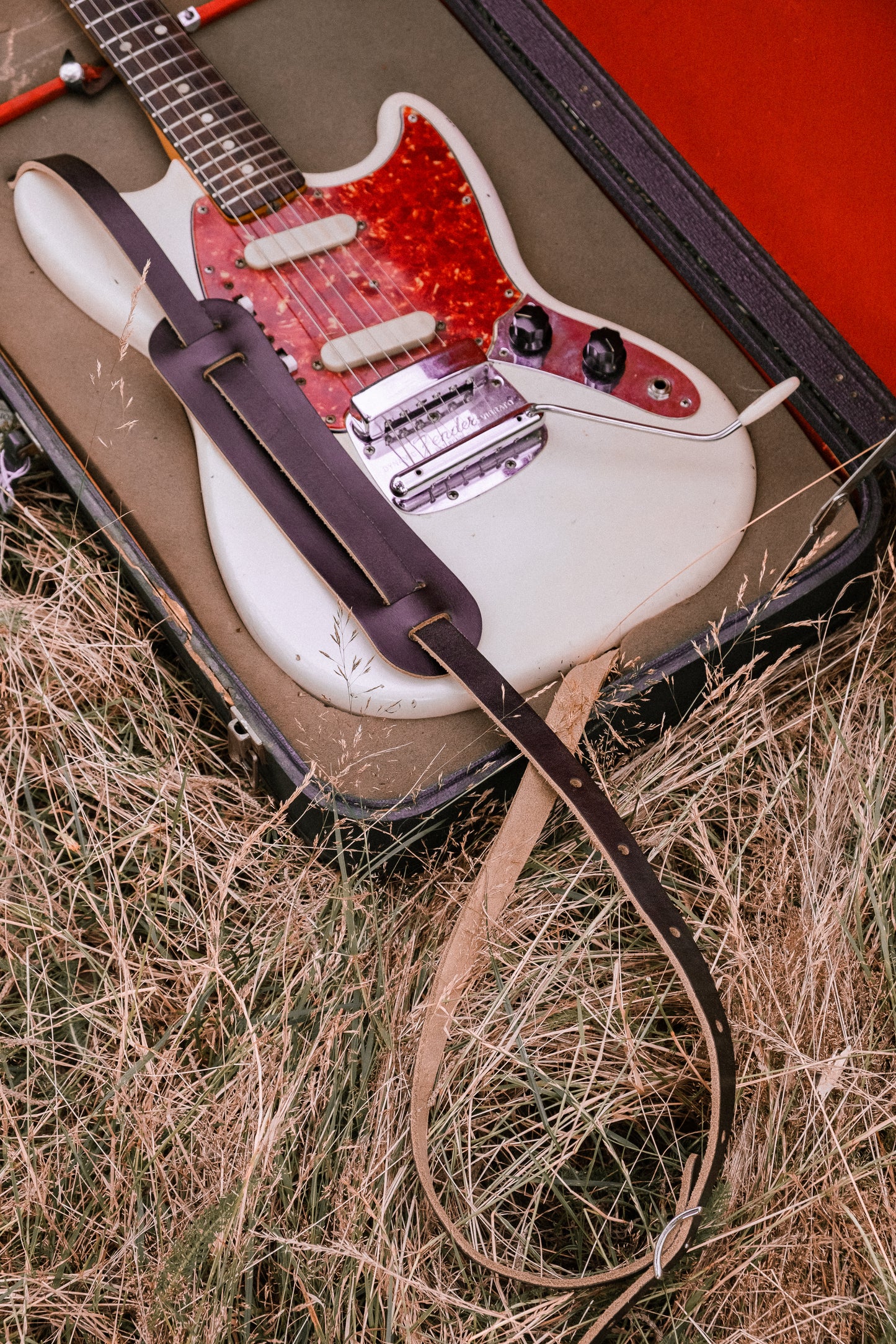 Brown British Leather Guitar Strap 3/4"