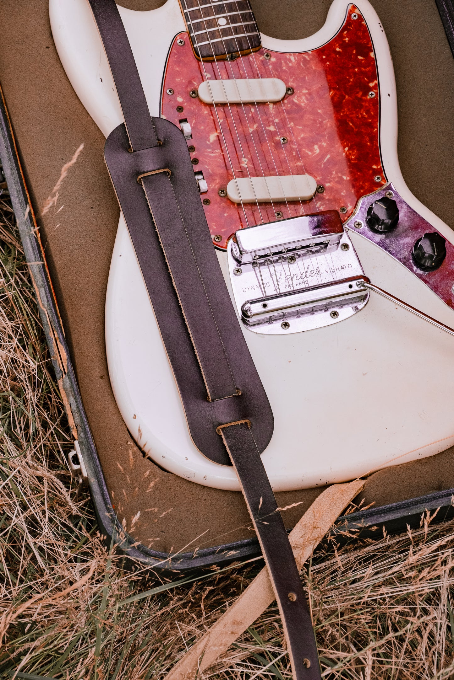 Brown British Leather Guitar Strap 3/4"