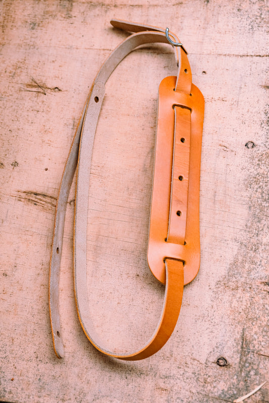 Tan British Leather Guitar Strap 3/4"