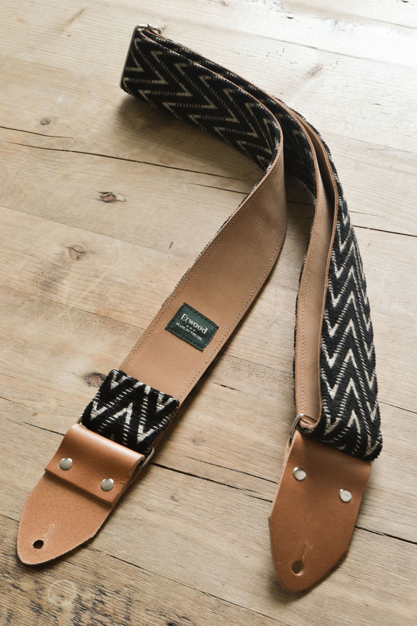 striped black guitar strap