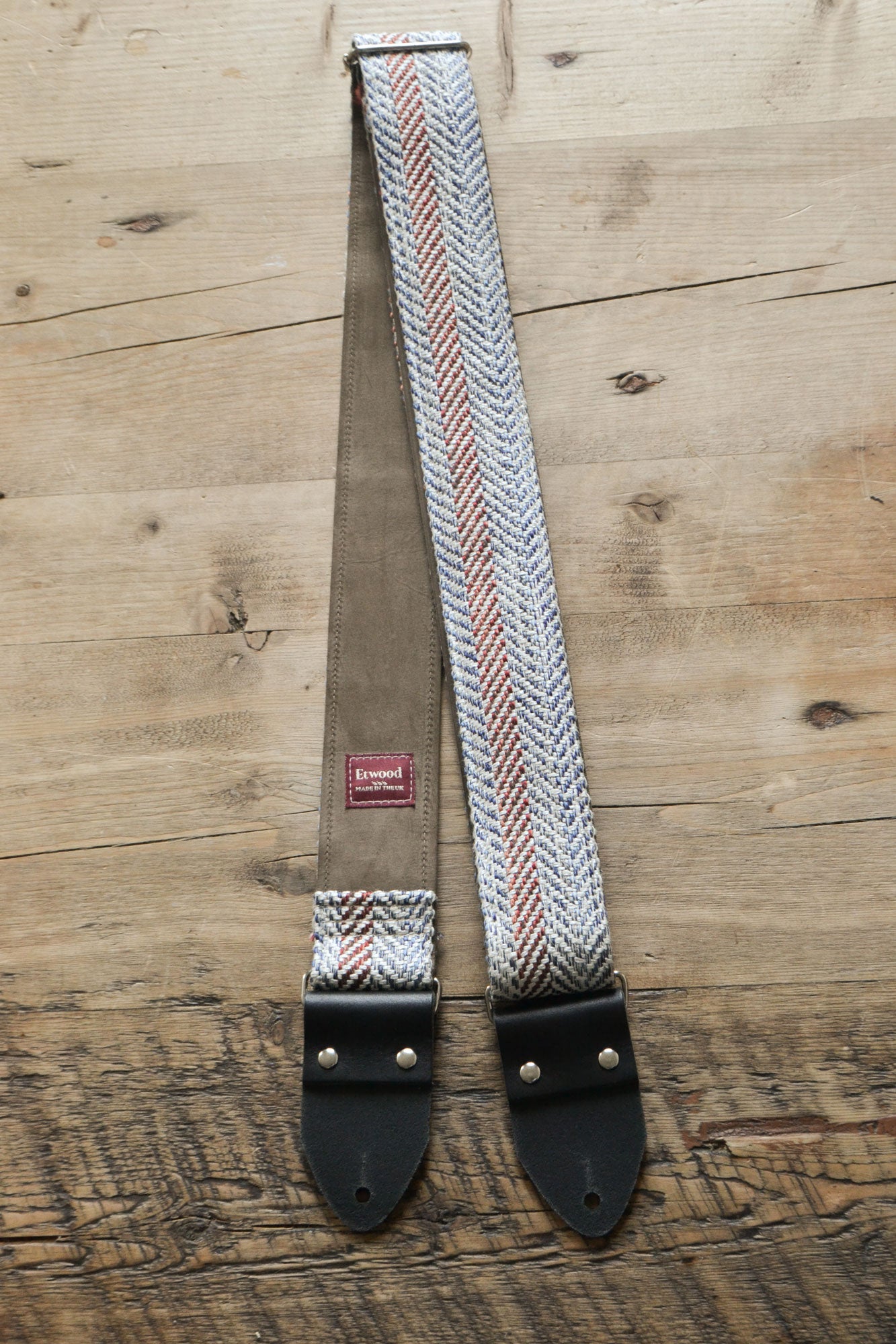 blue guitar strap, woven, by Etwood Studios