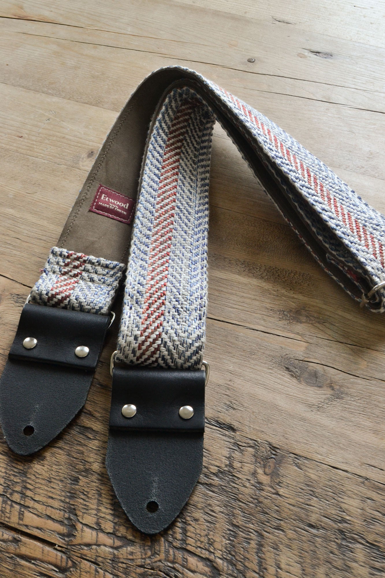 blue woven guitar strap