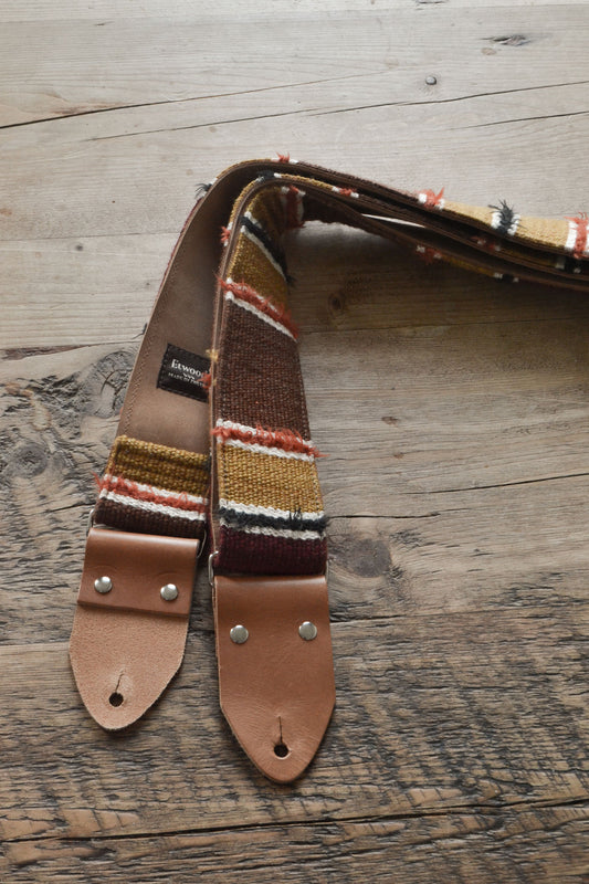 woven guitar strap, brown stripes by Etwood Studios