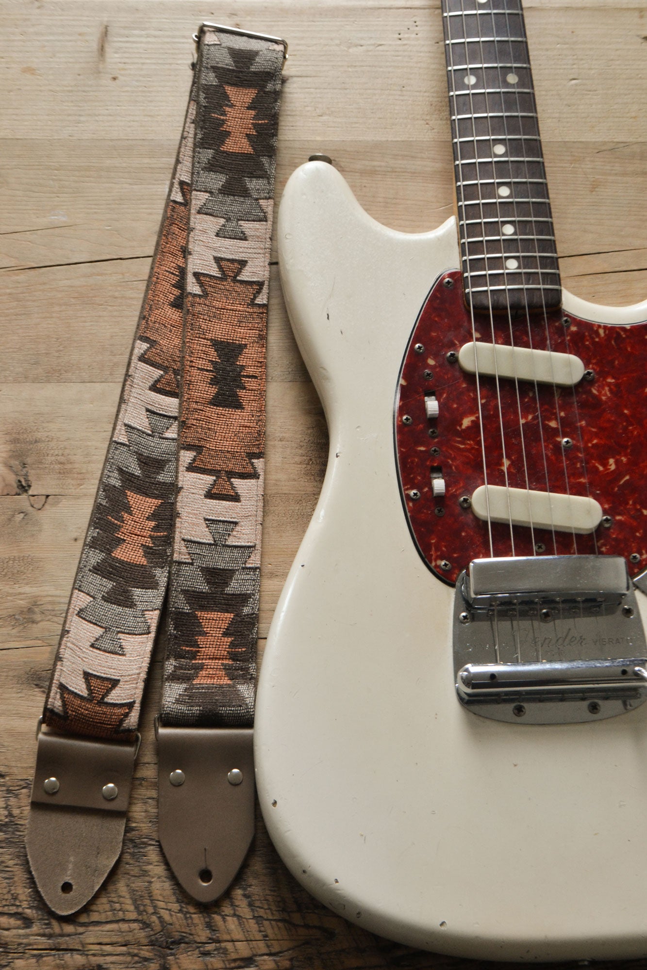 orange guitar strap, handmade in the UK