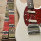 red guitar strap with ethnic stripe by Etwood Studios