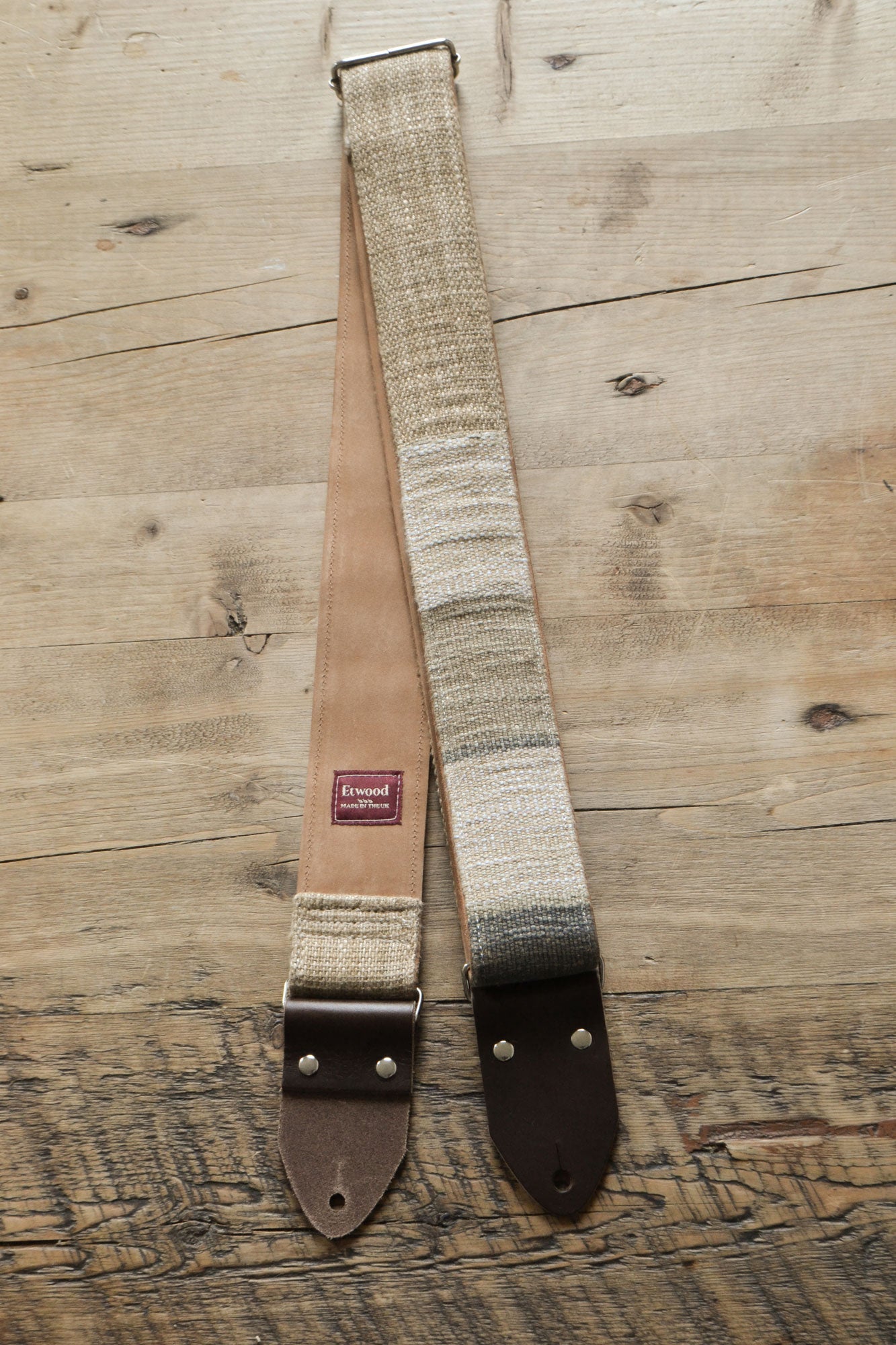 white guitar strap by Etwood Studios