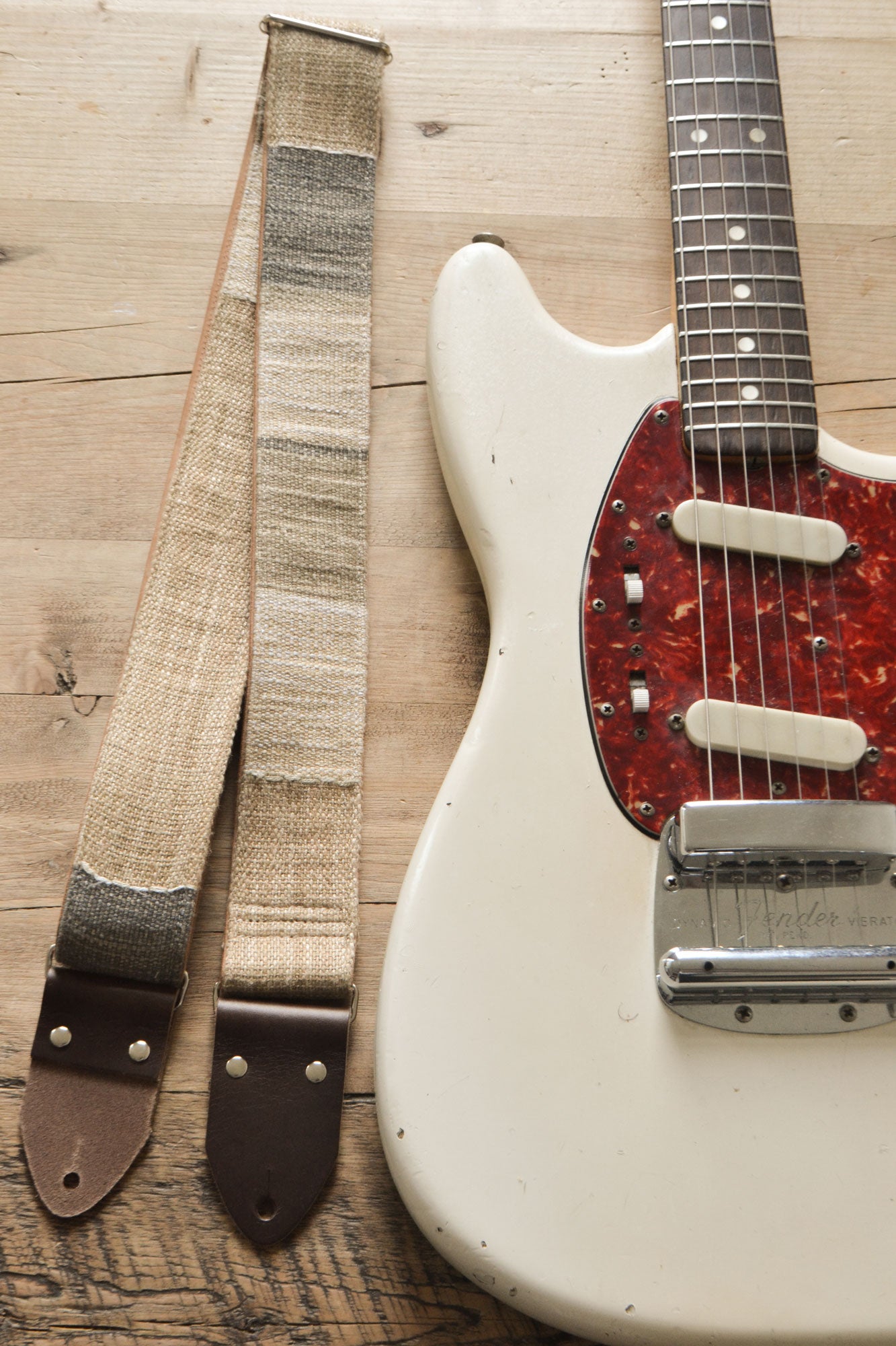 handmade white guitar strap