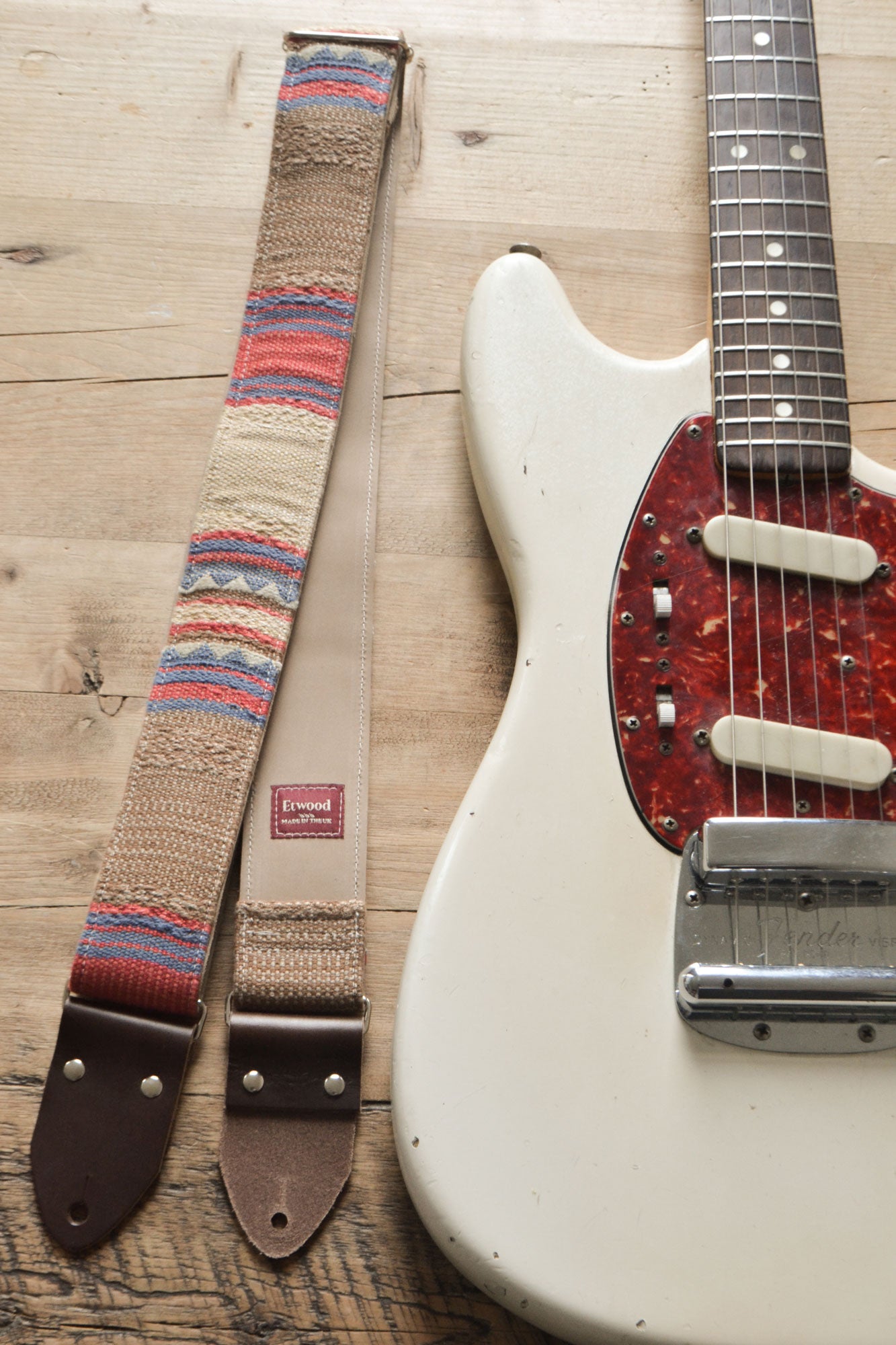 vintage guitar strap white