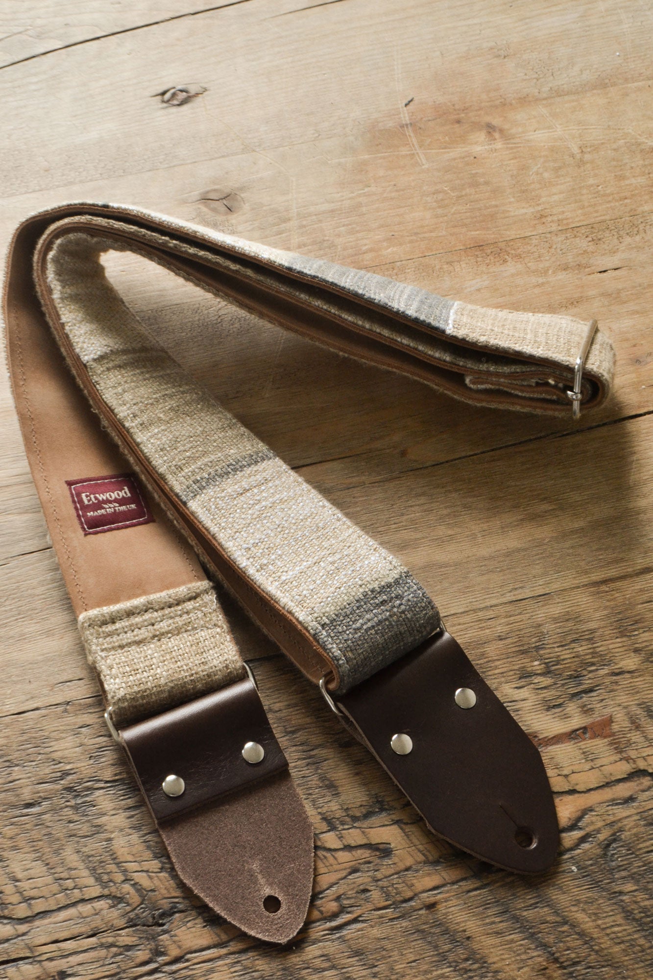 beige guitar strap by Etwood Studios